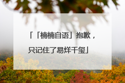 「楠楠自语」抱歉，只记住了易烊千玺