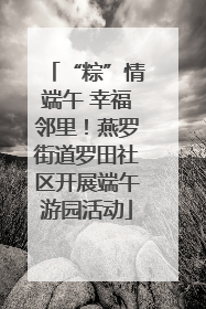 “粽”情端午 幸福邻里！燕罗街道罗田社区开展端午游园活动