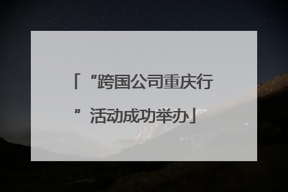 “跨国公司重庆行”活动成功举办