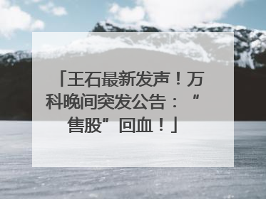 王石最新发声！万科晚间突发公告：“售股”回血！