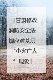 甘肃修改消防安全法规应对基层“小火亡人”现象