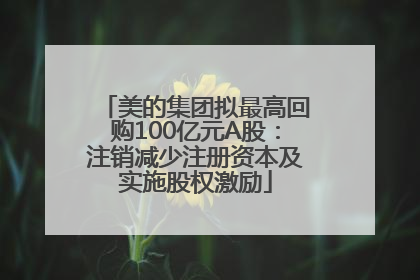 美的集团拟最高回购100亿元A股：注销减少注册资本及实施股权激励