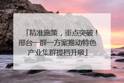精准施策，重点突破！邢台一群一方案推动特色产业集群提档升级