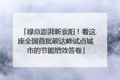绿意澎湃新襄阳！看这座全国首批碳达峰试点城市的节能增效答卷