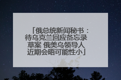 俄总统新闻秘书：待乌克兰回应备忘录草案 俄美乌领导人近期会晤可能性小