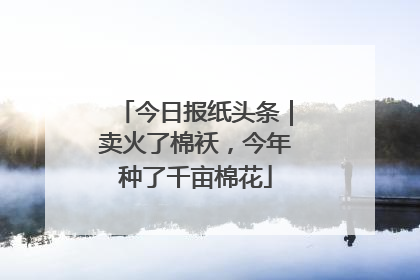 今日报纸头条｜卖火了棉袄，今年种了千亩棉花