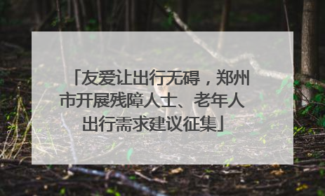 友爱让出行无碍，郑州市开展残障人士、老年人出行需求建议征集
