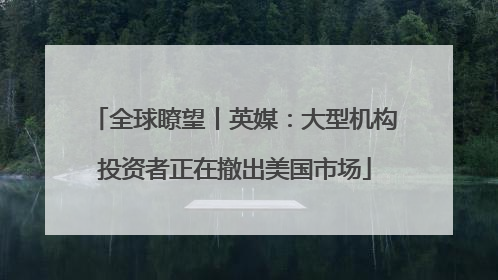 全球瞭望丨英媒：大型机构投资者正在撤出美国市场