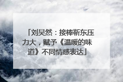 刘昊然：接棒靳东压力大，赋予《温暖的味道》不同情感表达