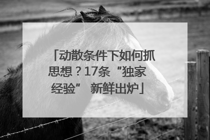 动散条件下如何抓思想？17条“独家经验” 新鲜出炉