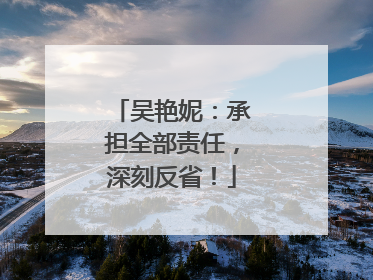吴艳妮：承担全部责任，深刻反省！