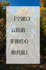 宁波白云街道：非遗匠心助共富