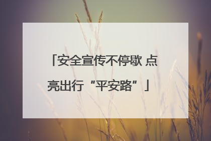 安全宣传不停歇 点亮出行“平安路”