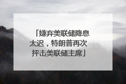 嫌弃美联储降息太迟，特朗普再次抨击美联储主席
