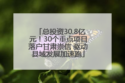 总投资30.8亿元！30个重点项目落户甘肃崇信 驱动县域发展加速跑