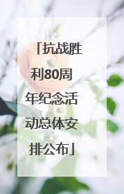 抗战胜利80周年纪念活动总体安排公布