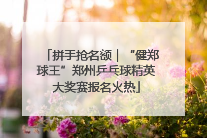 拼手抢名额｜“健郑球王”郑州乒乓球精英大奖赛报名火热