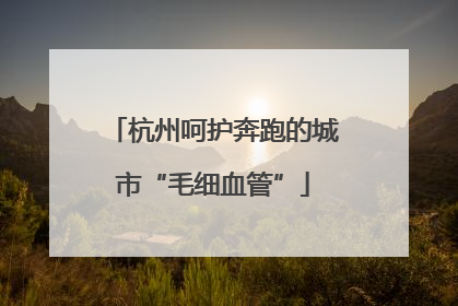 杭州呵护奔跑的城市“毛细血管”