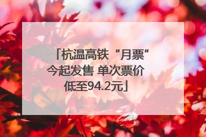 杭温高铁“月票”今起发售 单次票价低至94.2元