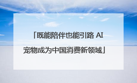 既能陪伴也能引路 AI宠物成为中国消费新领域