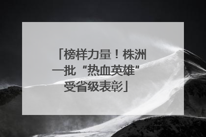 榜样力量！株洲一批“热血英雄”受省级表彰