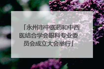 永州市中医药和中西医结合学会眼科专业委员会成立大会举行