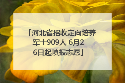 河北省招收定向培养军士909人 6月26日起填报志愿