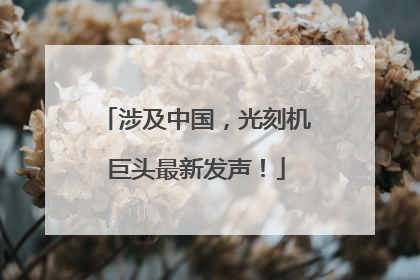 涉及中国，光刻机巨头最新发声！
