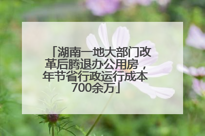湖南一地大部门改革后腾退办公用房，年节省行政运行成本700余万