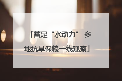 蓄足“水动力” 多地抗旱保粮一线观察