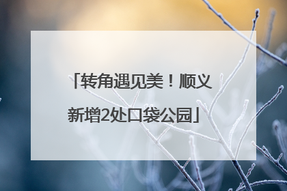 转角遇见美！顺义新增2处口袋公园