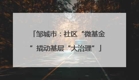 邹城市：社区“微基金”撬动基层“大治理”