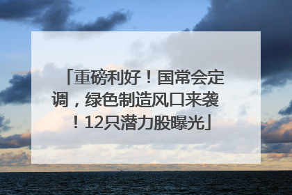 重磅利好！国常会定调，绿色制造风口来袭！12只潜力股曝光