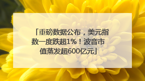 重磅数据公布，美元指数一度跌超1%！波音市值蒸发超600亿元