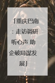 重庆巴南：走访调研听心声 助企破局谋发展