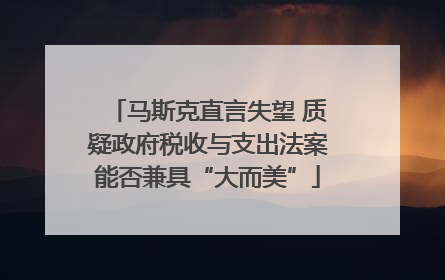 马斯克直言失望 质疑政府税收与支出法案能否兼具“大而美”