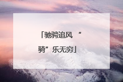 驰骋追风 “骑”乐无穷