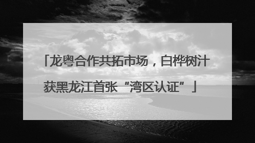 龙粤合作共拓市场，白桦树汁获黑龙江首张“湾区认证”